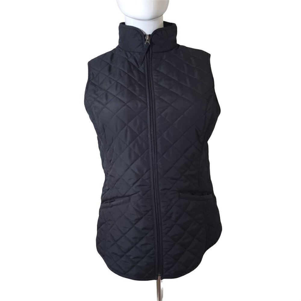 Van Heusen Black XSmall Quilted Sleeveless Vest Full Zip Polyester NEW